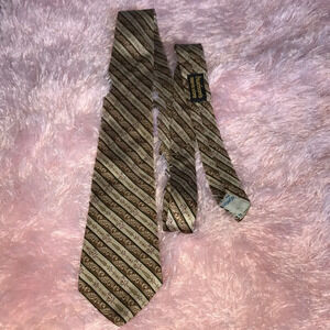 Yves Saint Laurent YSL Brown & Tan silk men’s necktie
